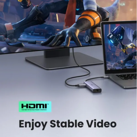 Bộ chuyển đổi USB Type-C sang HDMI+SD+TF+2 cổng USB 3.0+RJ45 Ugreen(90568)