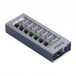 Bộ chia USB HUB 7 cổng USB 3.0 với các công tắc riêng lẻ ORICO AT2U3-7AB-GY Bộ chia USB HUB 7 cổng USB 3.0 với các công tắc riêng lẻ ORICO AT2U3-7AB-GY