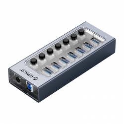 Bộ chia USB HUB 7 cổng USB 3.0 với các công tắc riêng lẻ ORICO AT2U3-7AB-GY Bộ chia USB HUB 7 cổng USB 3.0 với các công tắc riêng lẻ ORICO AT2U3-7AB-GY