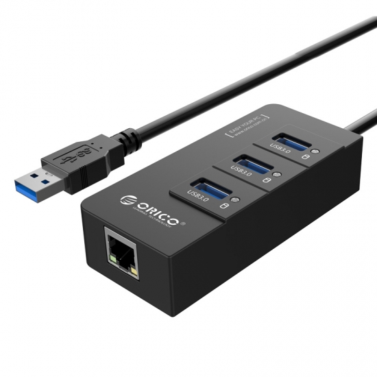 Bộ chia USB HUB 3 cổng USB 3.0 tích hợp cổng Lan Gigabit ORICO HR01-U3