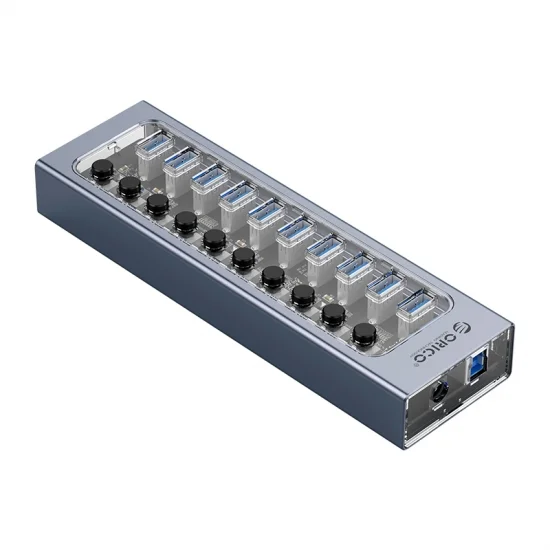 Bộ chia USB HUB 10 cổng USB 3.0 với các công tắc riêng lẻ ORICO (AT2U3-10AB-GY) Bộ chia USB HUB 10 cổng USB 3.0 với các công tắc riêng lẻ ORICO (AT2U3-10AB-GY)