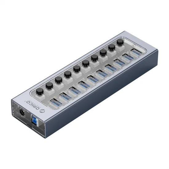 Bộ chia USB HUB 10 cổng USB 3.0 với các công tắc riêng lẻ ORICO (AT2U3-10AB-GY) Bộ chia USB HUB 10 cổng USB 3.0 với các công tắc riêng lẻ ORICO (AT2U3-10AB-GY)