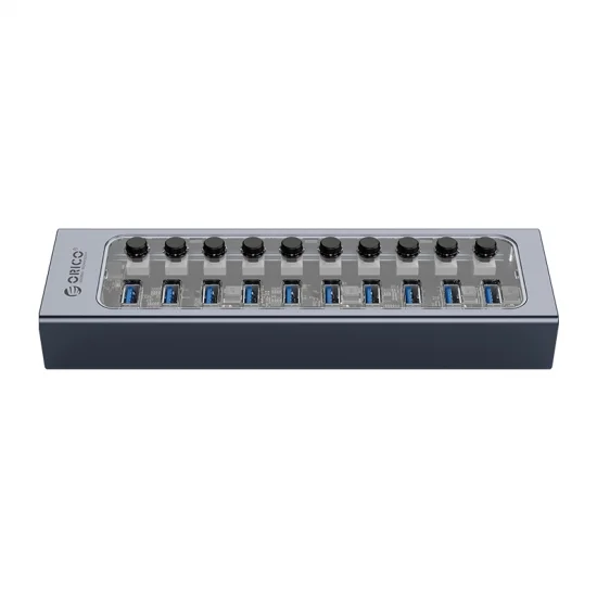 Bộ chia USB HUB 10 cổng USB 3.0 với các công tắc riêng lẻ ORICO (AT2U3-10AB-GY) Bộ chia USB HUB 10 cổng USB 3.0 với các công tắc riêng lẻ ORICO (AT2U3-10AB-GY)