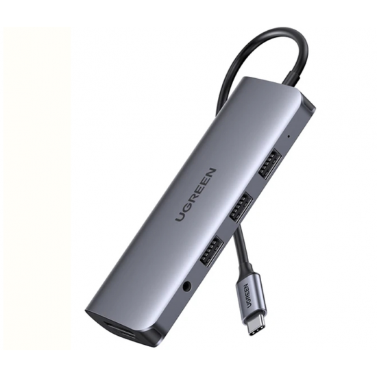 Bộ Chuyển USB C 10 in 1 UGREEN 80133 USB C to 3 USB 3.0+HDMI 4K + VGA + RJ45 Gigabit + SD/TF + Audio 3.5mm + PD Power Delivery
