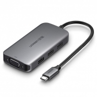 Bộ chuyển USB-C sang VGA kèm Hub USB 3.0 Cao Cấp Ugreen 50210