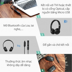 Bộ Phát Âm Thanh Bluetooth 5.0 Optical Ugreen 50213 - Hỗ Trợ aptX Cho TIVI, PC, Laptop, Tivi Box...