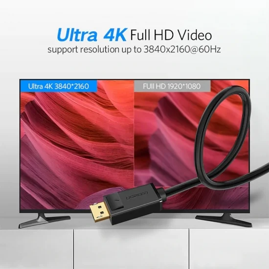 Cáp DisplayPort 1.2 Hỗ trợ 4K@60Hz cao cấp UGREEN DP102 Cáp DisplayPort 1.2 Hỗ trợ 4K@60Hz cao cấp UGREEN DP102