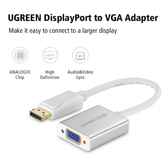 Cáp DisplayPort ra VGA Hỗ trợ FullHD 1080p@60Hz Cao Cấp UGREEN DP106