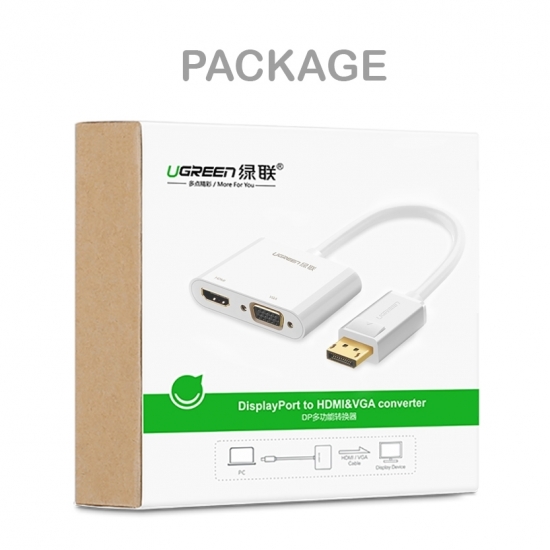 Cáp DisplayPort ra VGA / HDMI 4K@30Hz cao cấp UGREEN MM138