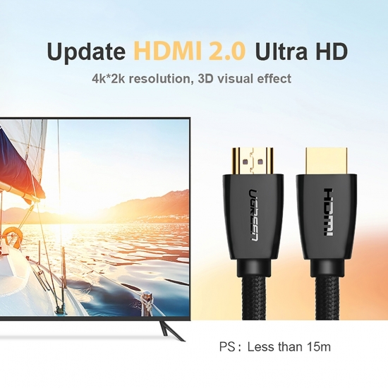 Cáp HDMI 2.0 Sợi Bện Lưới Cao Cấp Hổ Trợ 4K UGREEN HD118