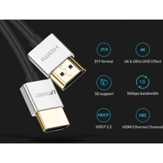 Cáp HDMI 2.0 Sợi Siêu Nhỏ Cao Cấp UGREEN HD117 | Hỗ trợ 4K@60Hz
