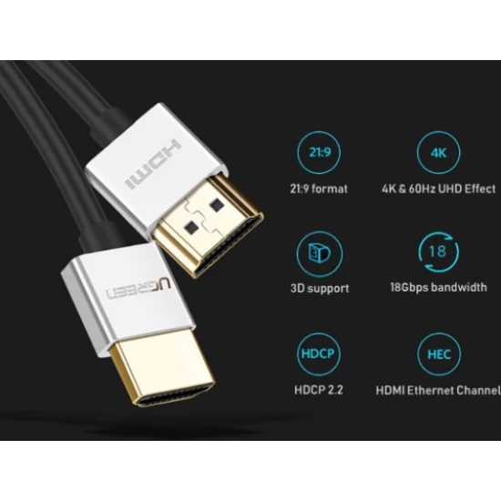 Cáp HDMI 2.0 Sợi Siêu Nhỏ Cao Cấp UGREEN HD117 | Hỗ trợ 4K@60Hz Cáp HDMI 2.0 Sợi Siêu Nhỏ Cao Cấp UGREEN HD117 | Hỗ trợ 4K@60Hz