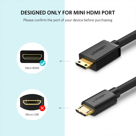 Cáp Chuyển Đổi Mini HDMI ra HDMI 2.0 Hỗ trợ 4K@60Hz Cao Cấp UGREEN 20137