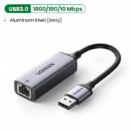 Cáp chuyển USB 3.0 to Lan hỗ trợ 10/100/1000 Mbps Ugreen 50922 (Vỏ hợp kim)