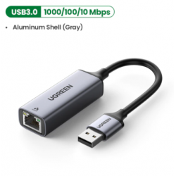 Cáp chuyển USB 3.0 to Lan hỗ trợ 10/100/1000 Mbps Ugreen 50922 (Vỏ hợp kim)