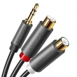 CÁP CHUYỂN 3.5mm MALE TO 2RCA FEMALE UGREEN 10547