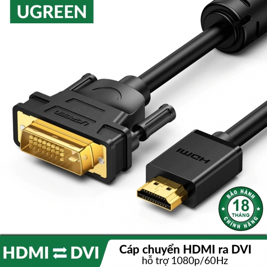 Cáp Chuyển HDMI ra DVI 24+1 hỗ trợ Full-HD 1080p cao cấp UGREEN HD106