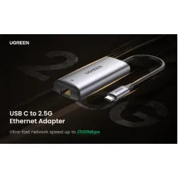 Cáp chuyển USB TYPE C to LAN Ugreen 70446 hỗ trợ 2500Mbps vỏ nhôm Cao Cấp