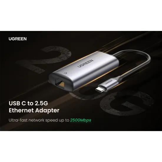 Cáp chuyển USB TYPE C to LAN Ugreen 70446 hỗ trợ 2500Mbps vỏ nhôm Cao Cấp