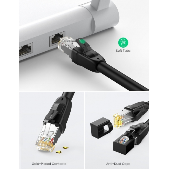 Cáp mạng Cat 8 Ugreen đúc sẵn 2 đầu S/FTP dây tròn