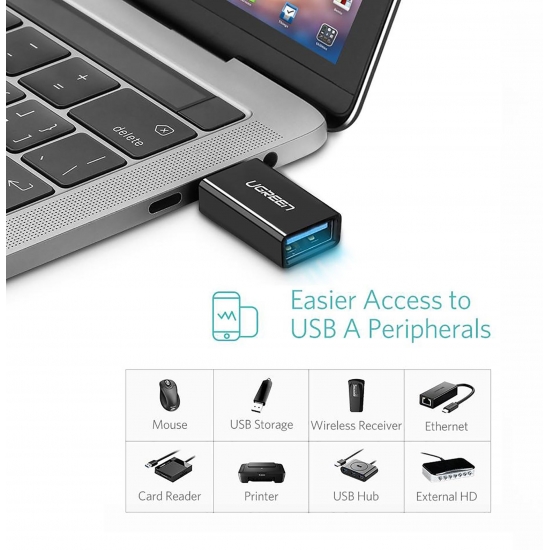 Đầu Chuyển USB Type-C Ra USB 3.0 Hỗ Trợ OTG Cao Cấp UGREEN US173