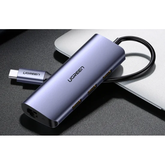 HUB USB-C to LAN 100/1000Mbps Kèm HUB 3 Cổng USB 3.0 Ugreen 60717 (Hỗ trợ USB-C sạc ngược) HUB USB-C to LAN 100/1000Mbps Kèm HUB 3 Cổng USB 3.0 Ugreen 60717 (Hỗ trợ USB-C sạc ngược)