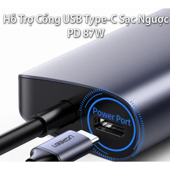 HUB USB-C to LAN 100/1000Mbps Kèm HUB 3 Cổng USB 3.0 Ugreen 60717 (Hỗ trợ USB-C sạc ngược) HUB USB-C to LAN 100/1000Mbps Kèm HUB 3 Cổng USB 3.0 Ugreen 60717 (Hỗ trợ USB-C sạc ngược)