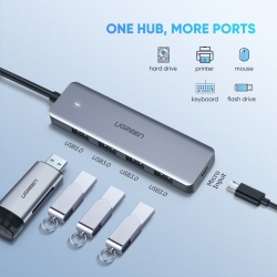 Hub USB Type-C sang 4 cổng USB 3.0 Ugreen 70336, có cổng trợ nguồn Micro USB