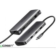Bộ chuyển USB C to HDMI + VGA + USB 3.0 + LAN 1Gbps + Card Reader đa năng Ugreen CM179