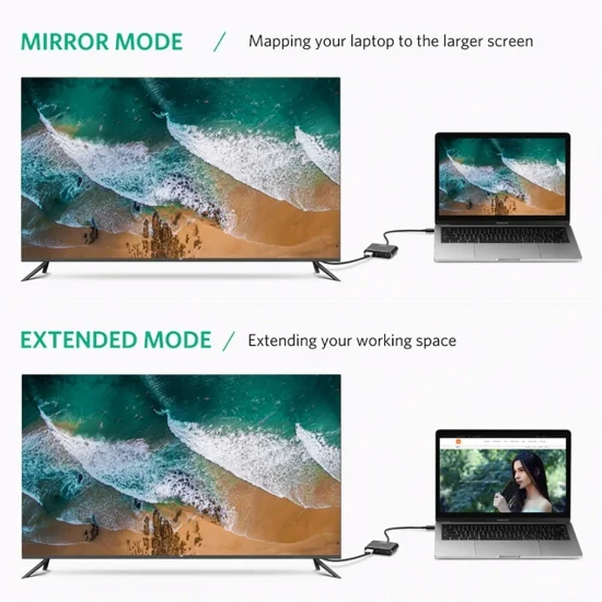 Cáp chuyển USB Type C ra VGA và HDMI 4k Ugreen CM162 Cáp chuyển USB Type C ra VGA và HDMI 4k Ugreen CM162