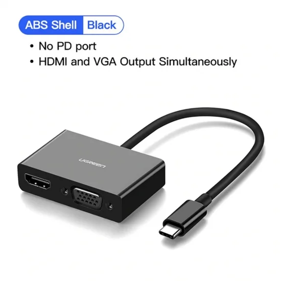 Cáp chuyển USB Type C ra VGA và HDMI 4k Ugreen CM162 Cáp chuyển USB Type C ra VGA và HDMI 4k Ugreen CM162