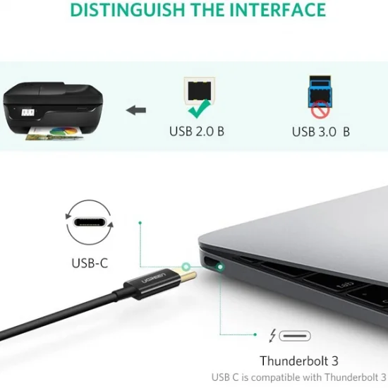 Cable USB-C to USB-B Ugreen dài 2M (50446) Cable USB-C to USB-B Ugreen dài 2M (50446)