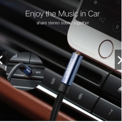 Dây AV 3.5mm (M/M) dài 1M Đầu Hợp Kim Bẻ Góc 90 Bọc Lưới Ugreen ( 60179 )