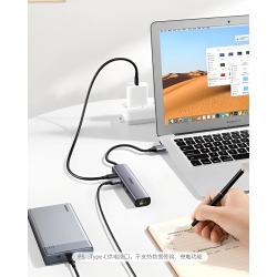 HUB USB 3.0 sang Lan 100/1000 + 3xUSB 3.0 Ugreen 20915 (Có trợ nguồn USB-C)