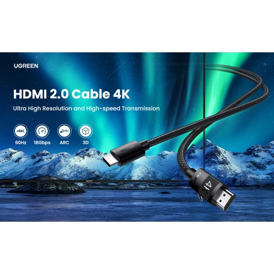 Cáp HDMI 4K Ugreen hỗ trợ ARC chính hãng cao cấp có chip khuếch đại (30999/401(01/02/03/04/05/06/07/08))