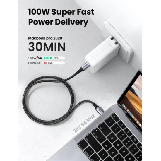 Cáp USB Type C sạc 100W 5A QC3.0 Ugreen Cáp USB Type C sạc 100W 5A QC3.0 Ugreen