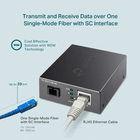 10/100 Mbps WDM Media Converter Tplink (TL-FC111B-20) 10/100 Mbps WDM Media Converter Tplink (TL-FC111B-20)