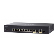 Switch Cisco SG350-10MP-K9 8-port Gigabit PoE+ (support 60W PoE Port) with 124W power budget, PoE passthrough