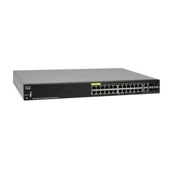 Switch Cisco SG350-28MP-K9 24-port PoE+ Gigabit  + 2 Gigabit copper/SFP combo + 2 SFP ports Managed Switch